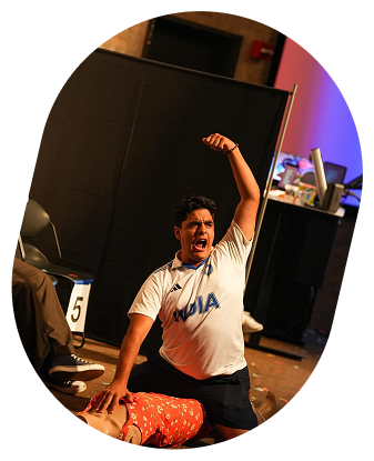 Happy person celebrating